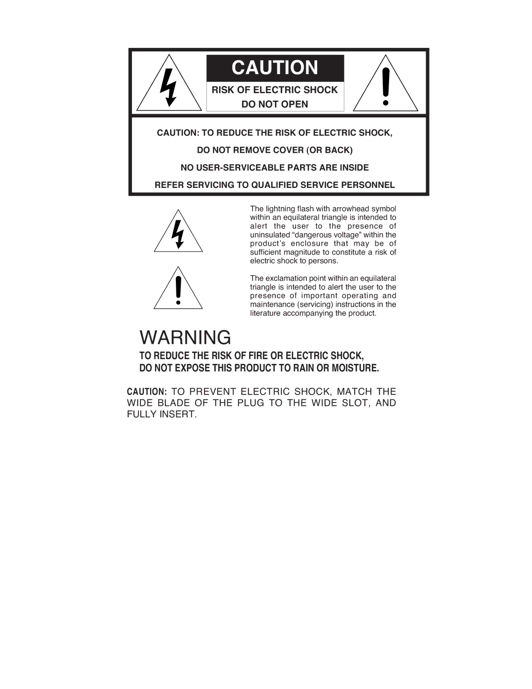 Marantz MA-9S1 manual Risk of Electric Shock 