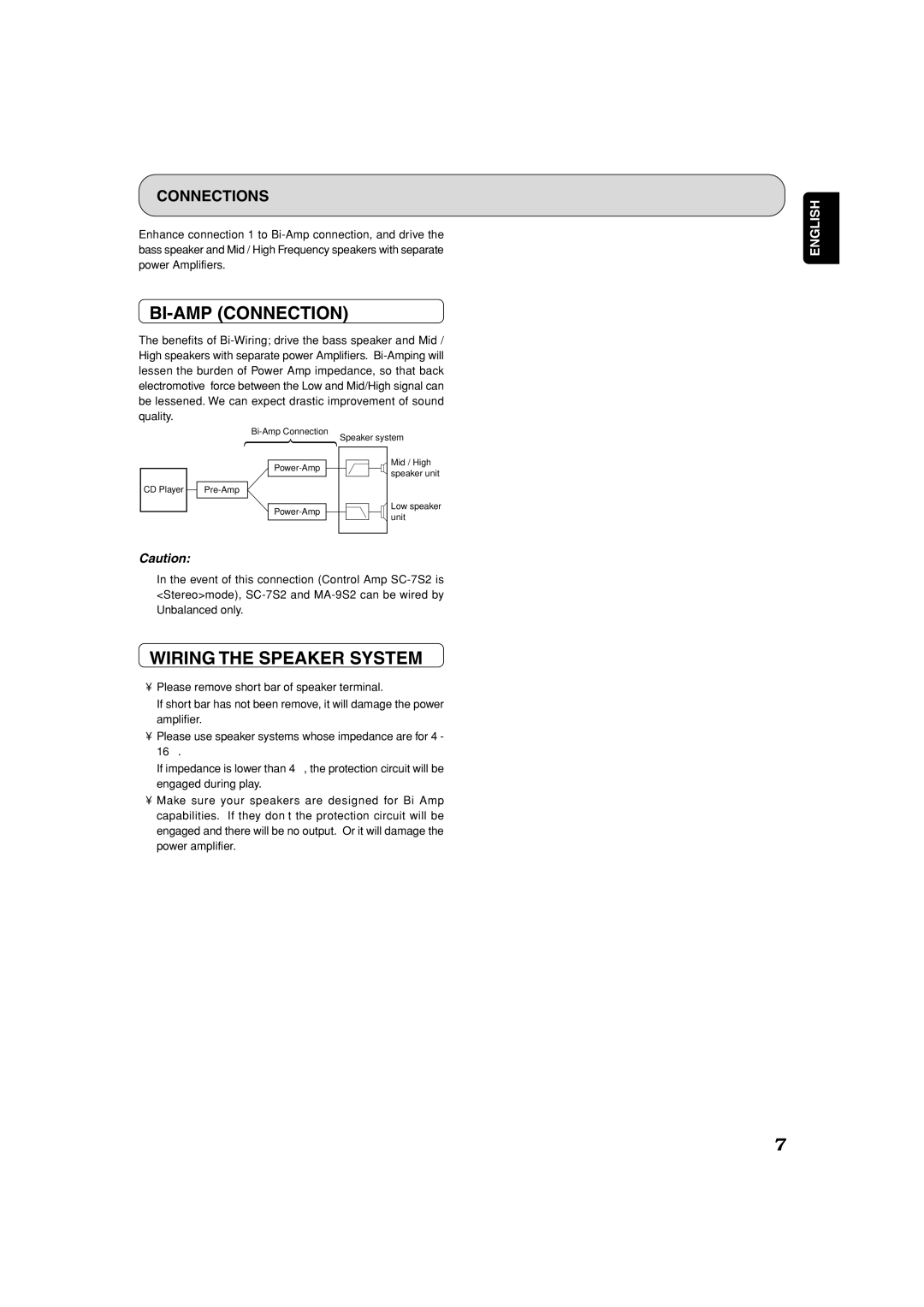 Marantz MA-9S2 manual BI-AMP Connection 