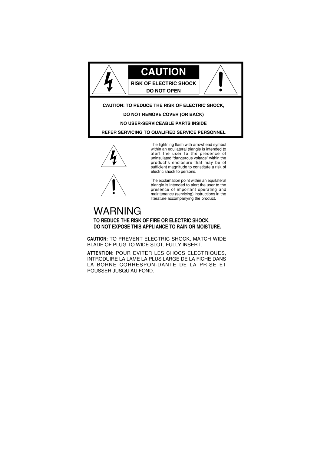 Marantz MA-9S2 manual Risk of Electric Shock 