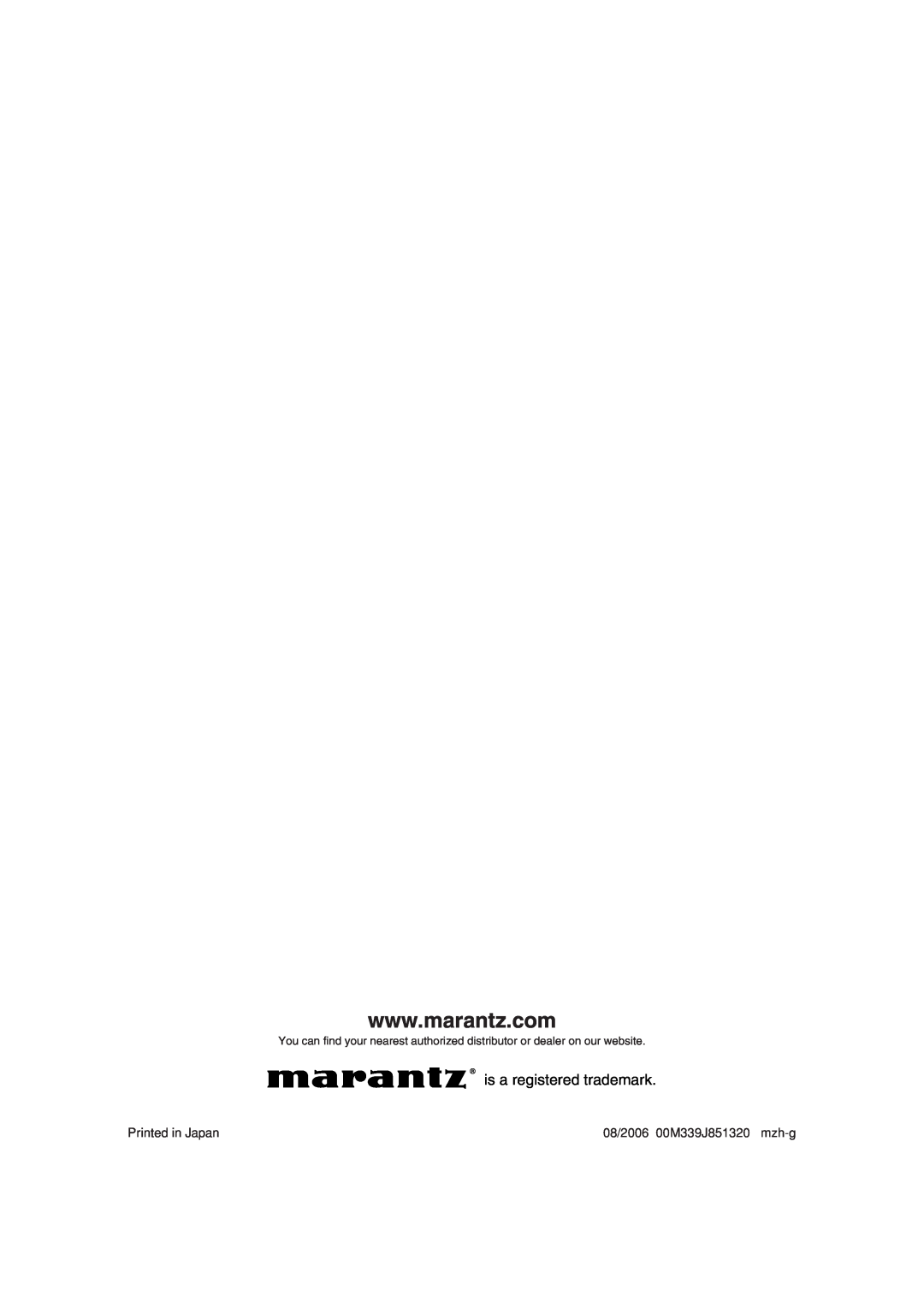 Marantz MA-9S2 manual is a registered trademark 