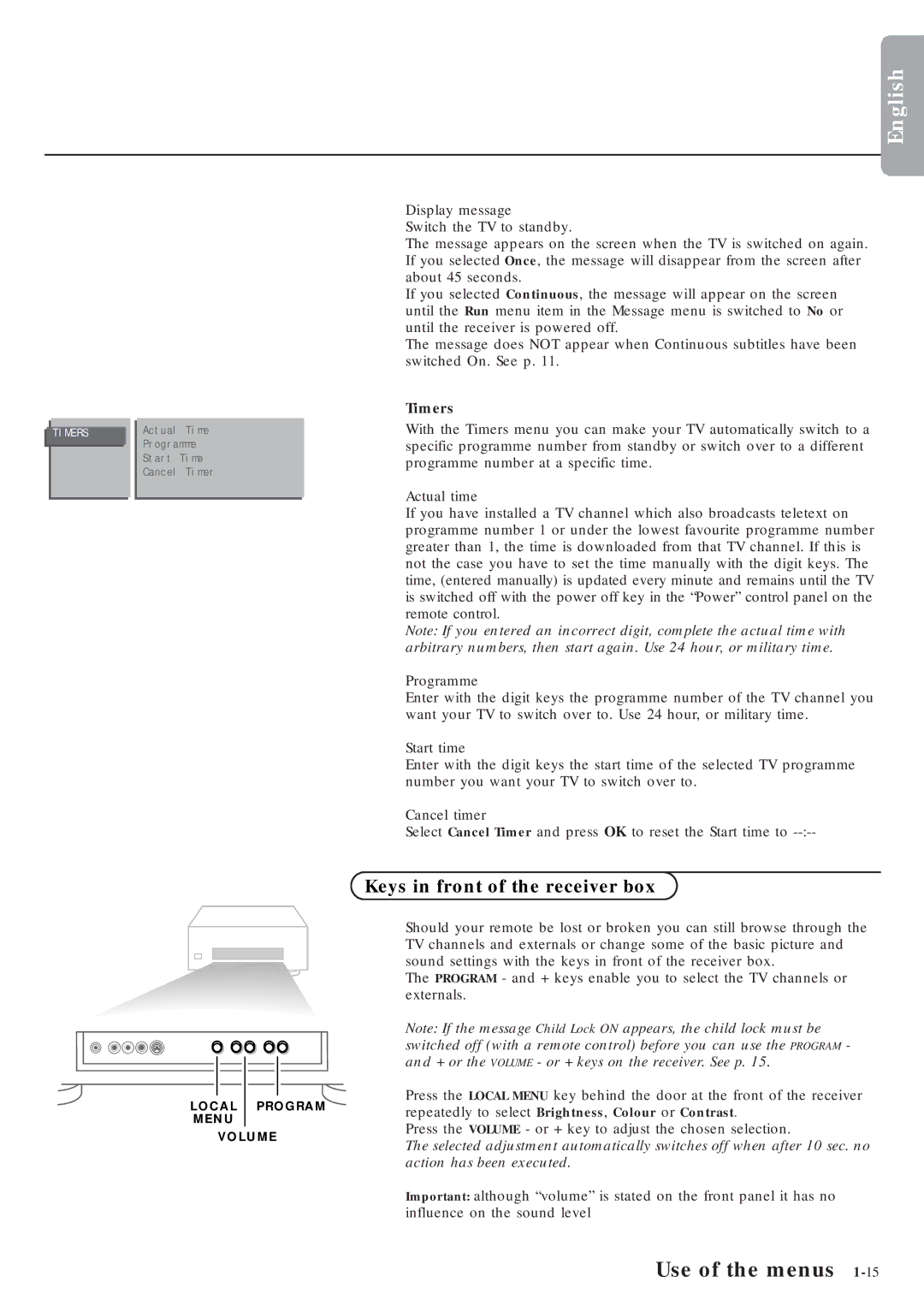 Marantz MAR0076 manual Keys in front of the receiver box, Timers 