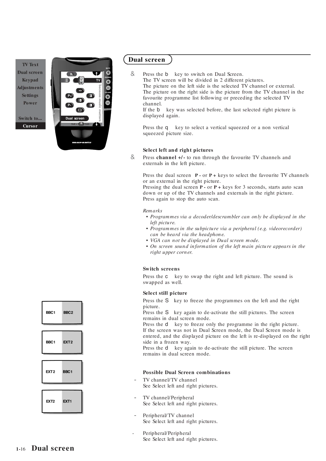 Marantz MAR0076 manual 16Dual screen 