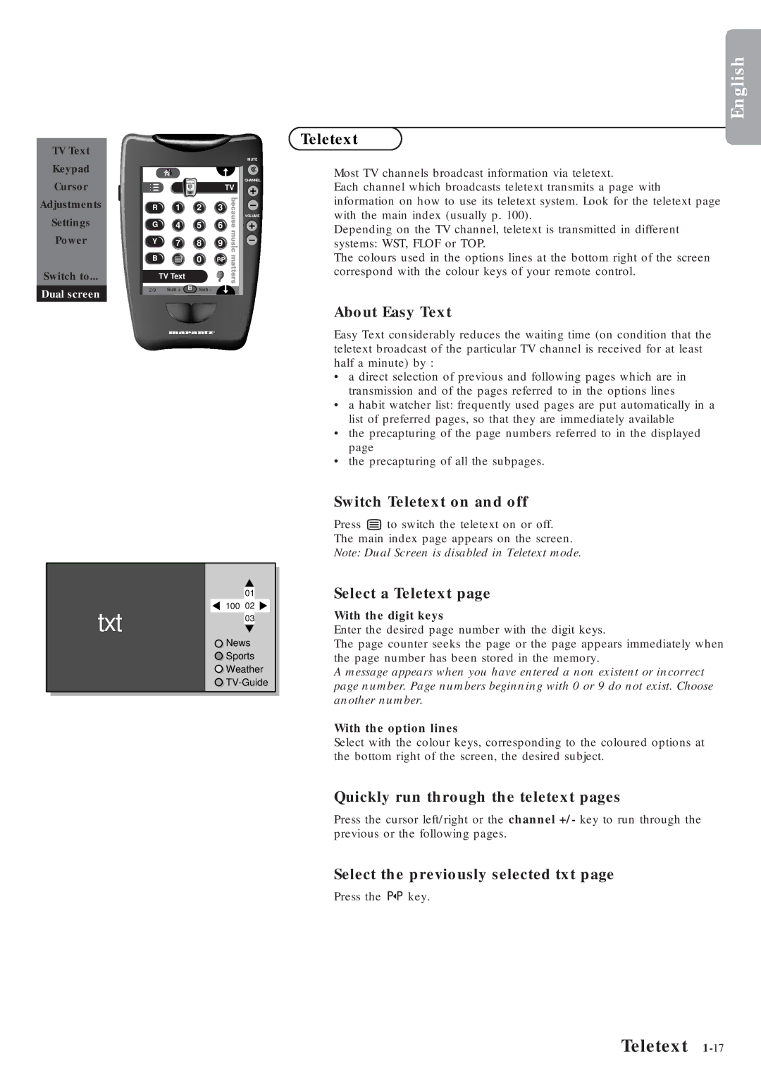 Marantz MAR0076 manual Teletext 