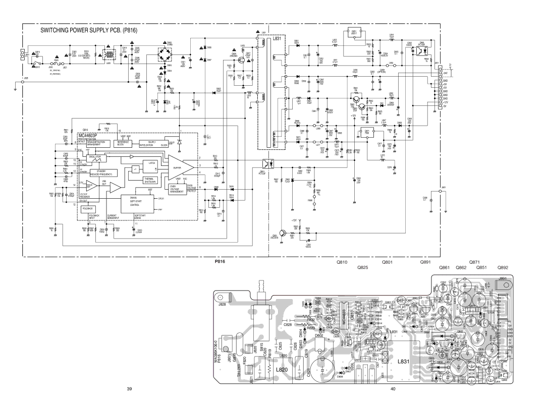 Marantz MAR775, MAR770, DR-6000 service manual Switching Power Supply PCB. P816, Q810 Q801 Q891 Q871 Q825 Q861 Q862 Q851 Q892 