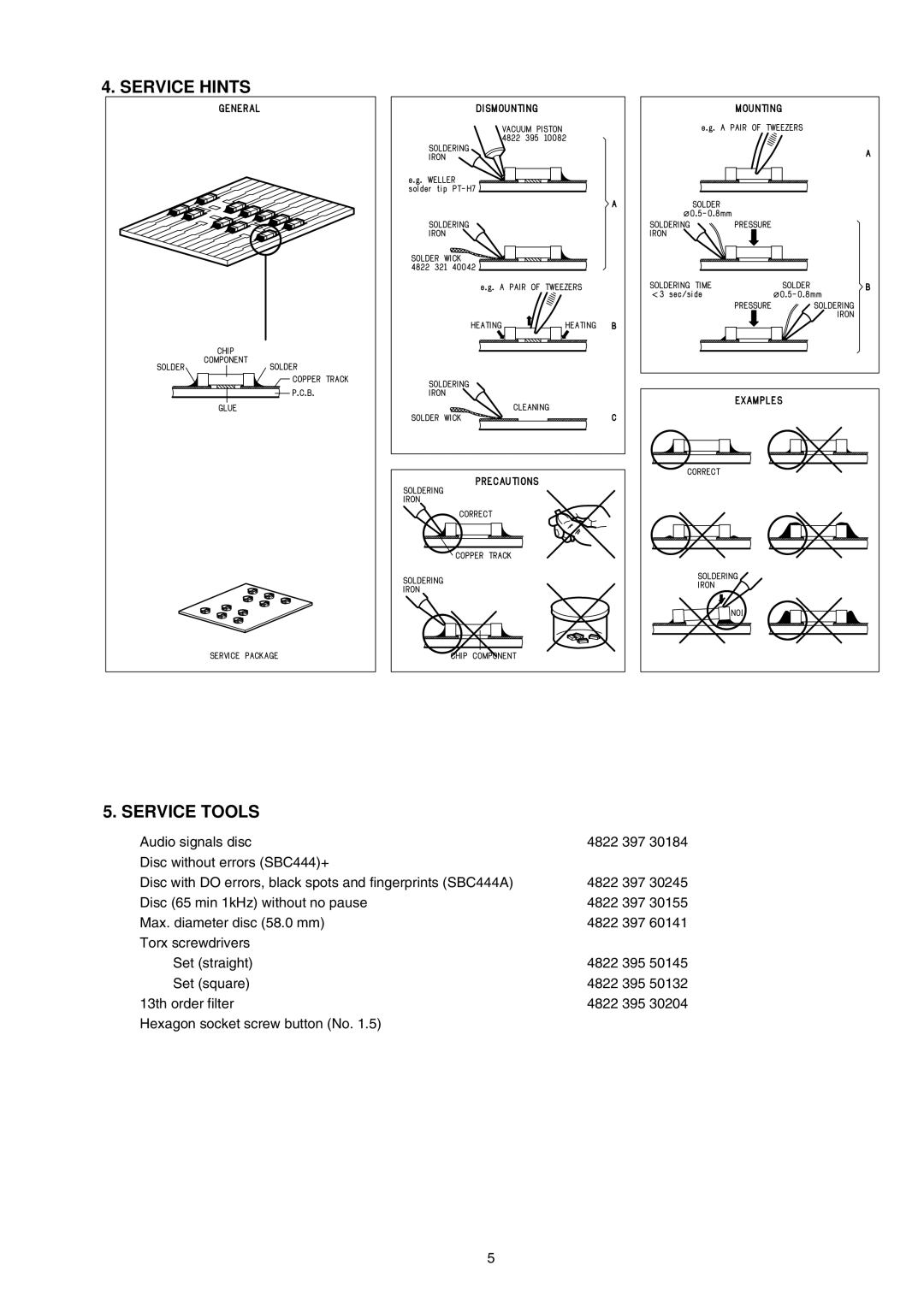 Marantz DR-6000, MAR770, MAR775 service manual Service Hints Service Tools 