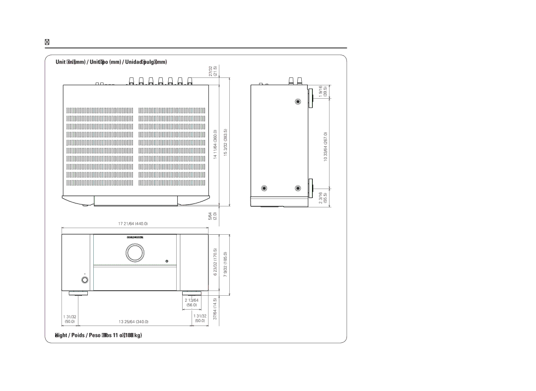 Marantz MM8077 owner manual Dimensions / Dimensions / Dimensioni 