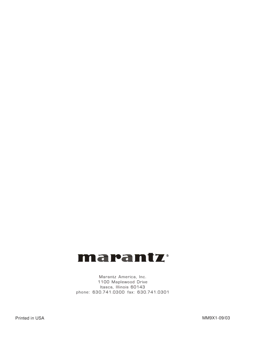 Marantz MM9360 manual MM9X1-09/03 