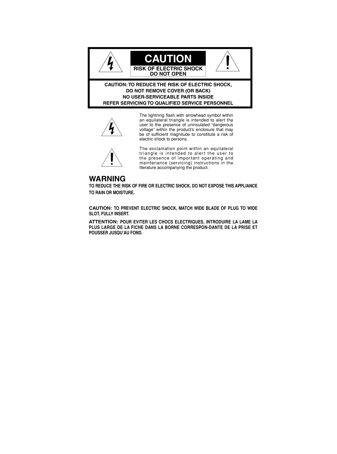 Marantz Model SC-11S1 manual Risk of Electric Shock Do not Open 