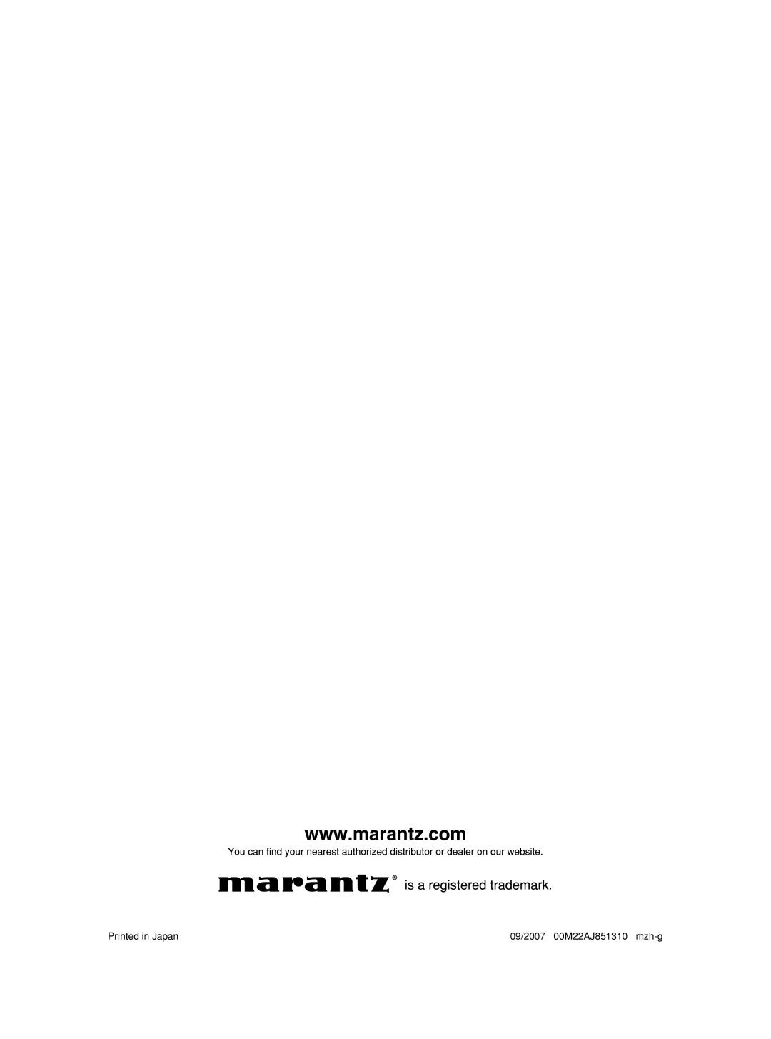 Marantz Model SC-11S1 manual 09/2007 00M22AJ851310 mzh-g 