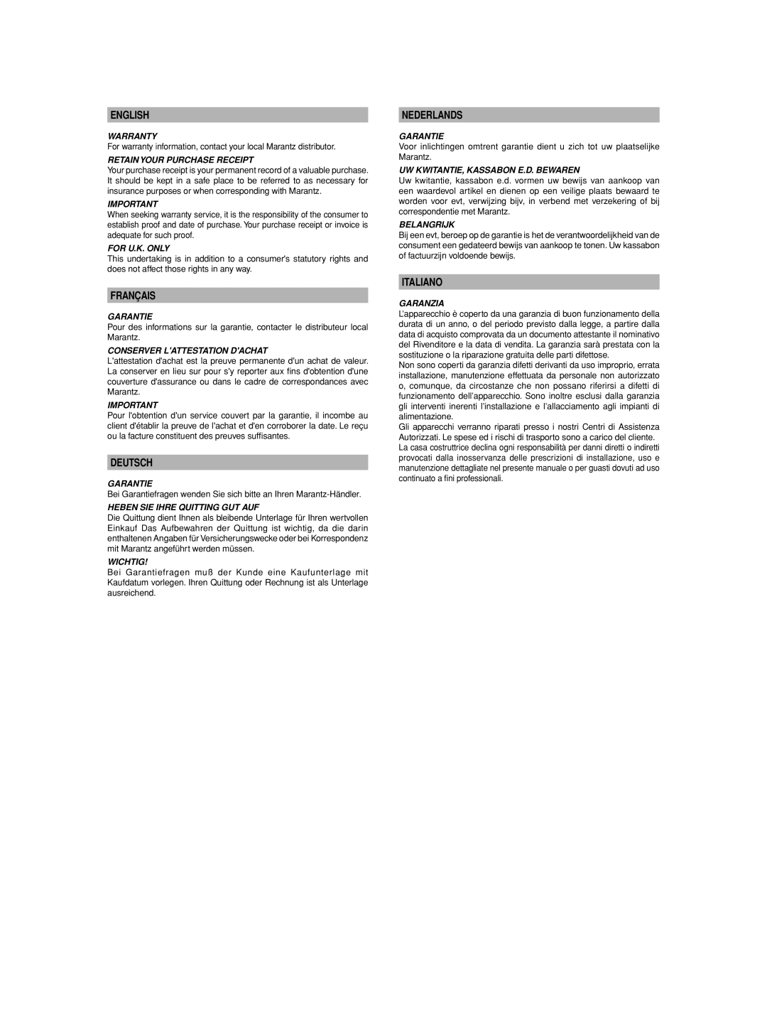 Marantz Model SC-11S1 manual English 