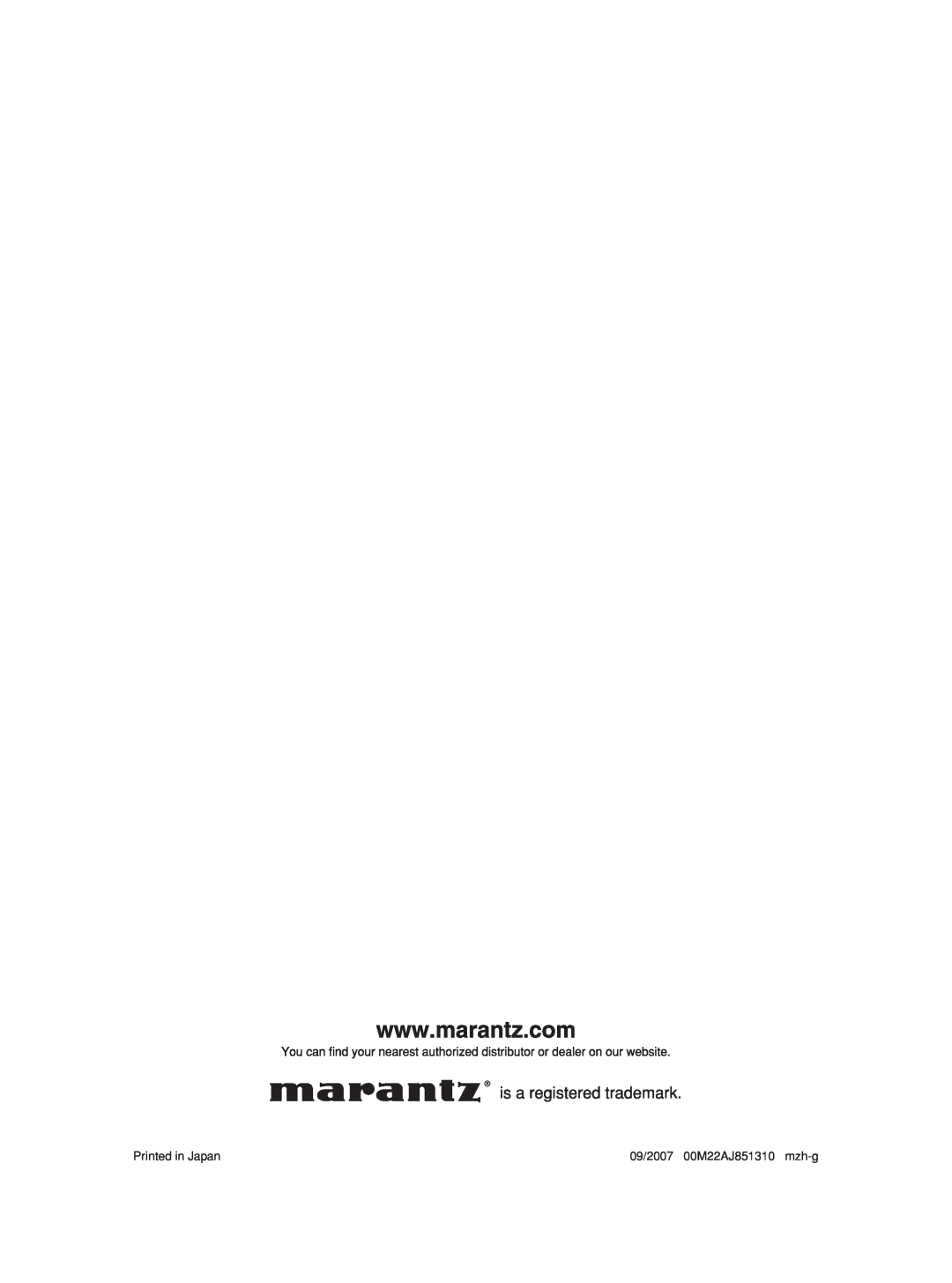 Marantz Model SC-11S1 manual 09/2007 00M22AJ851310 mzh-g 