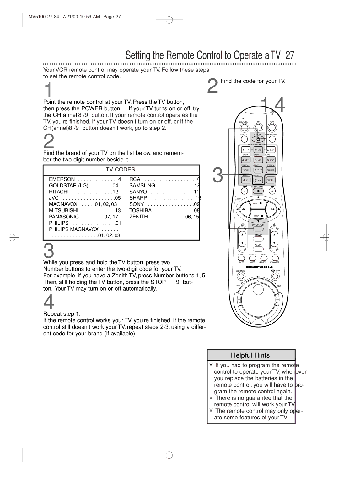 Marantz MV5100 manual Repeat step, 7PQRS 