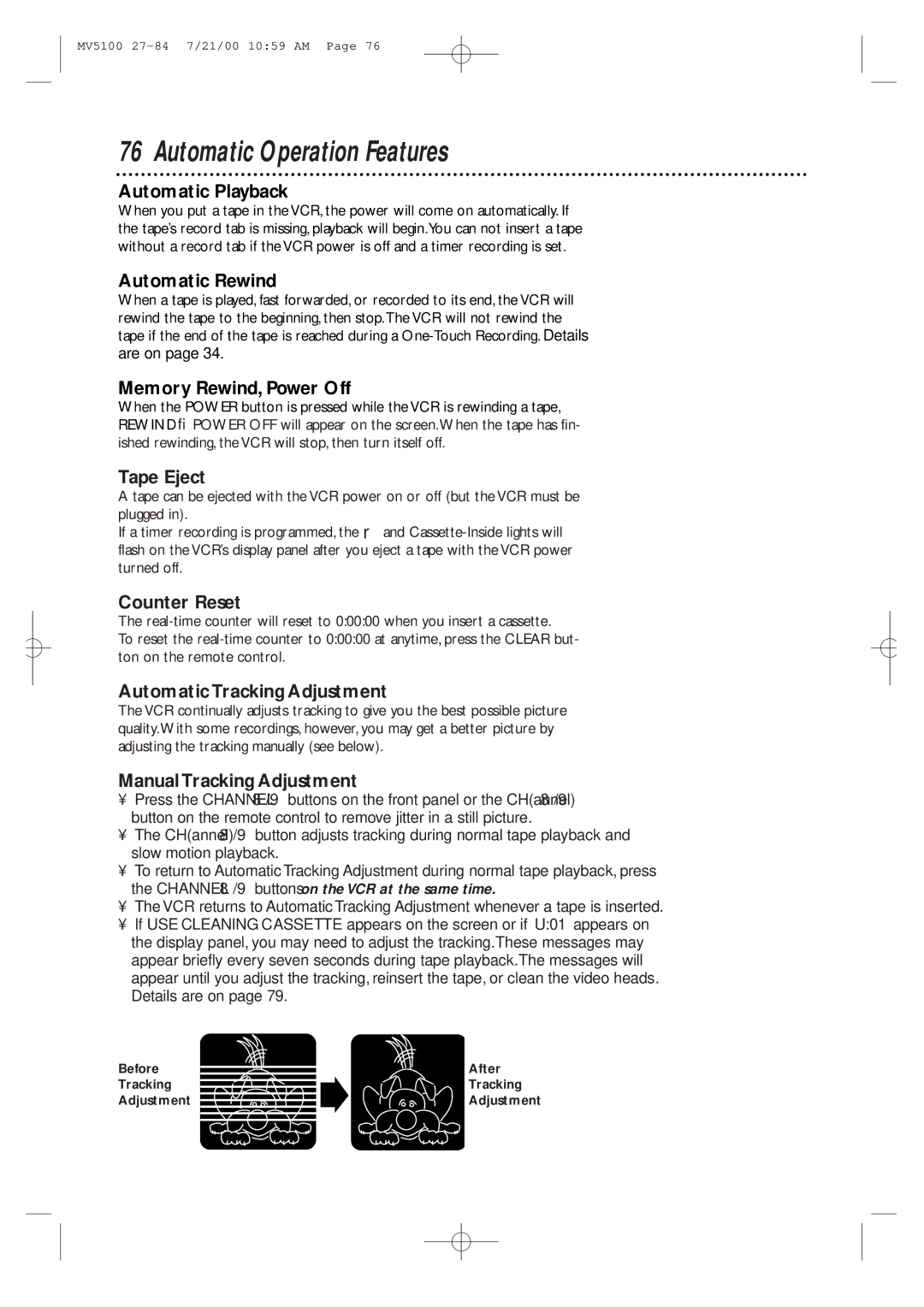 Marantz MV5100 manual Automatic Operation Features 