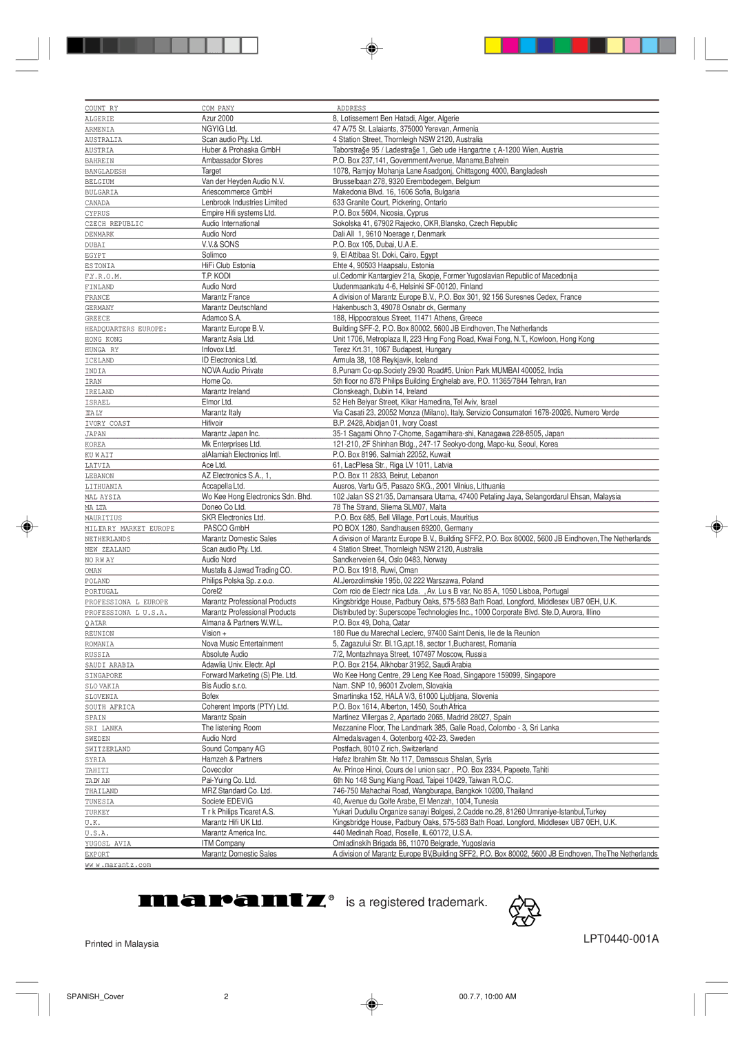 Marantz MV5100 manual Is a registered trademark 