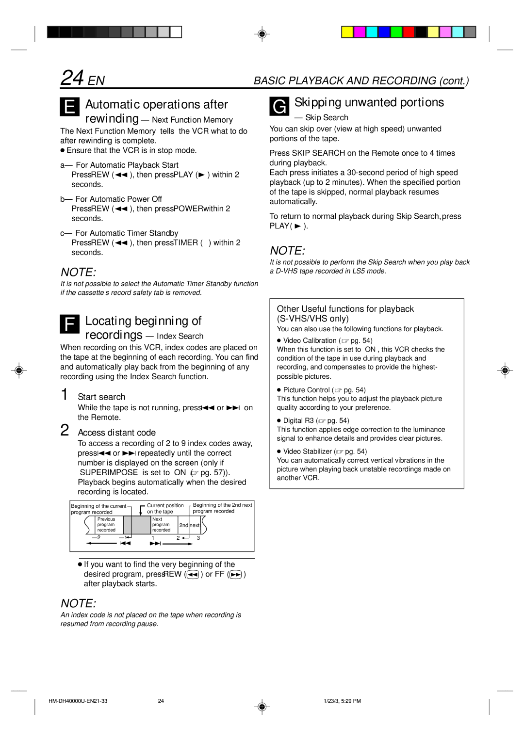 Marantz MV8300_U1B manual 24 EN, Automatic operations after, Skipping unwanted portions, Locating beginning 