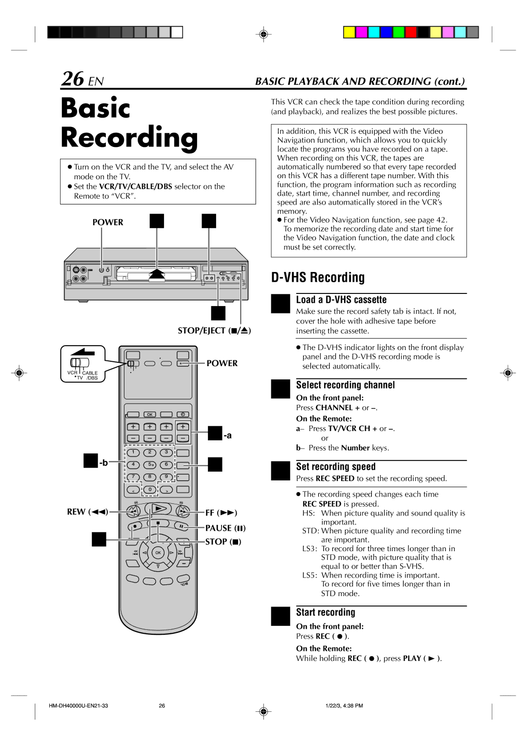 Marantz MV8300_U1B manual VHS Recording 