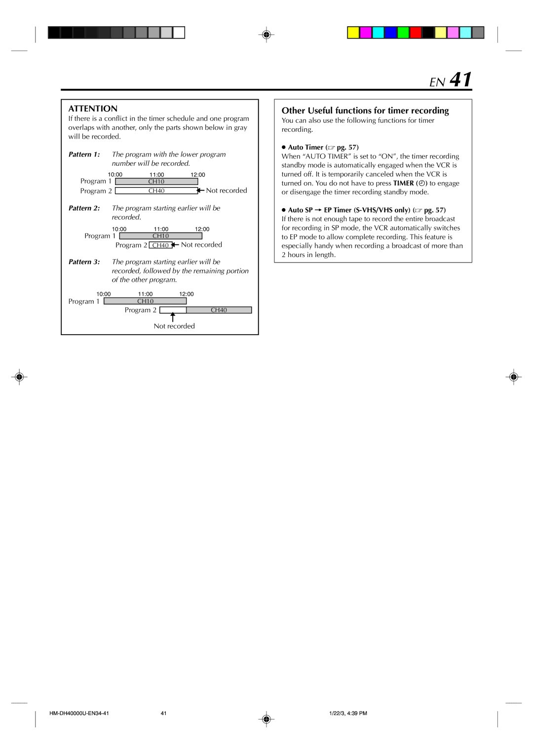 Marantz MV8300_U1B manual Other Useful functions for timer recording, Pattern 