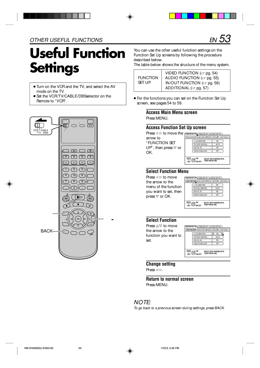 Marantz MV8300_U1B manual Useful Function Settings, Access Function Set Up screen, Select Function Menu, Change setting 