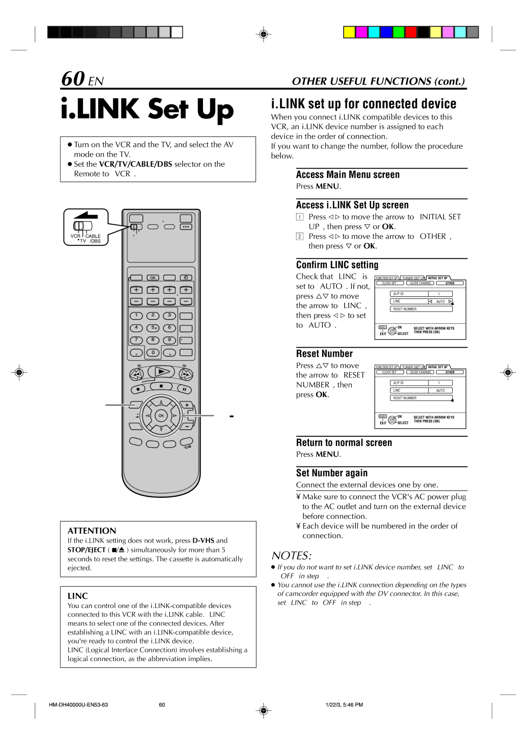 Marantz MV8300_U1B manual Link Set Up, 60 EN, Link set up for connected device 