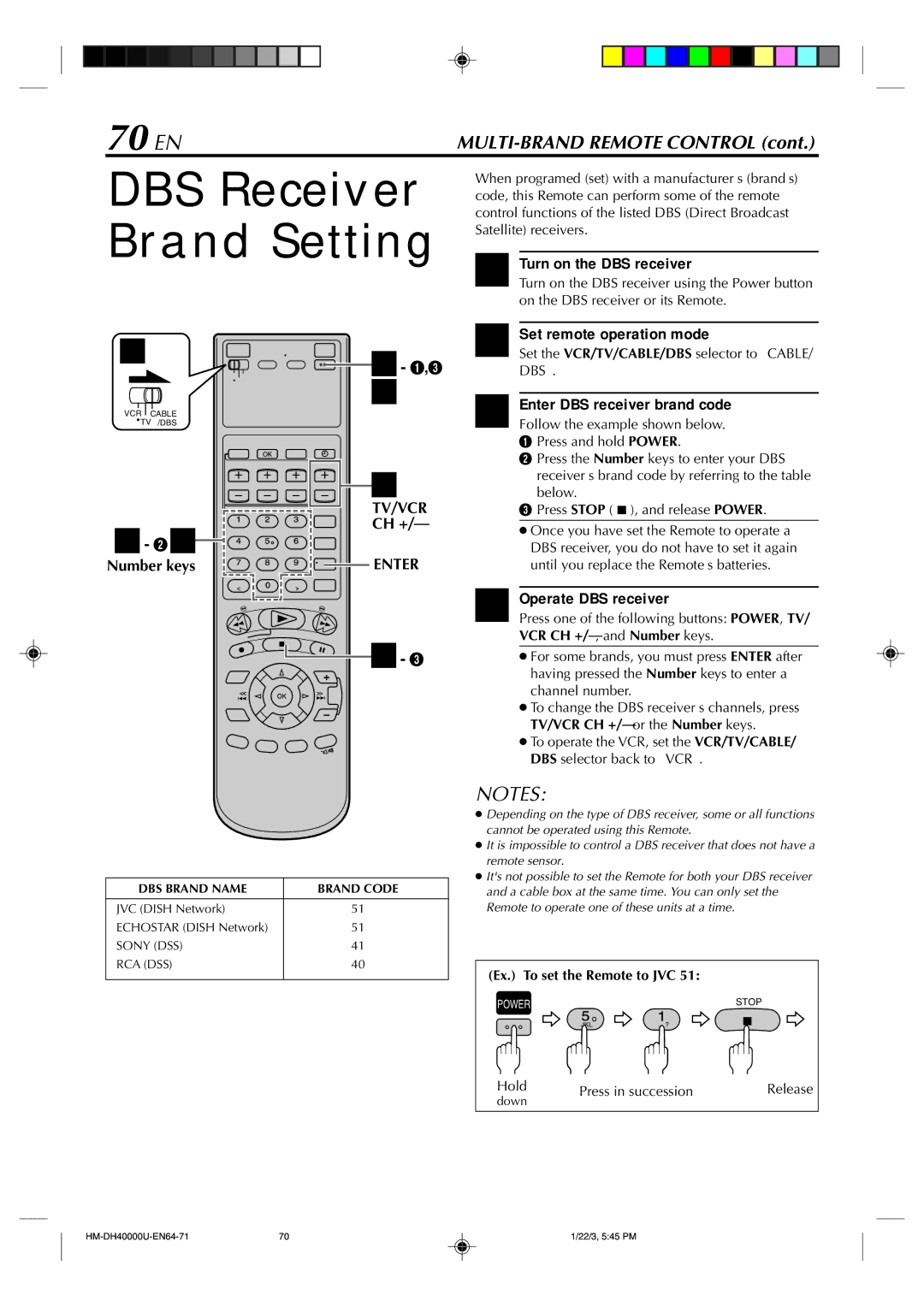 Marantz MV8300_U1B manual DBS Receiver, Brand Setting, 70 EN 