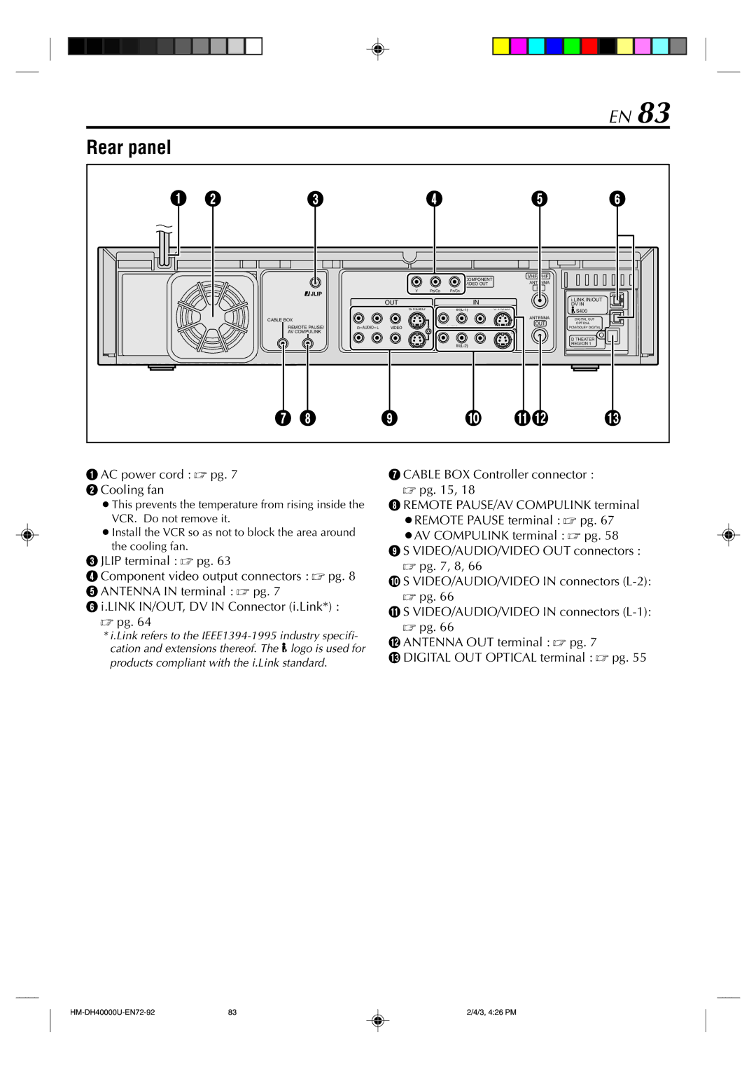 Marantz MV8300_U1B manual Rear panel, Out 