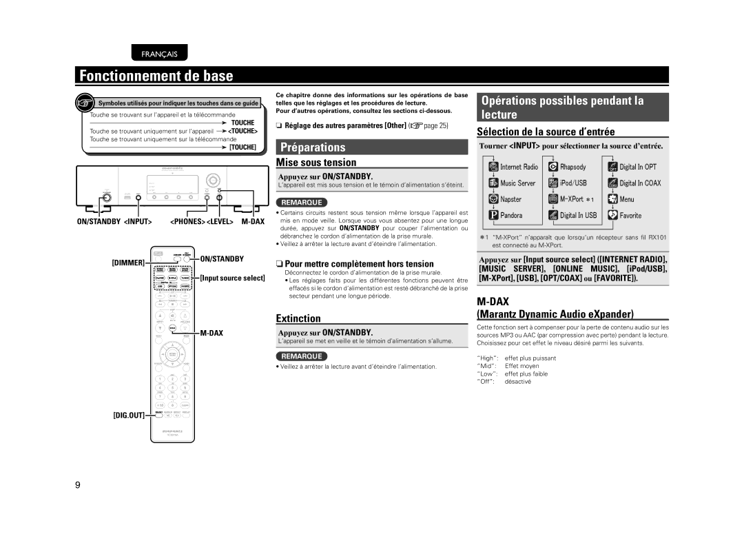 Marantz NA7004 manual Fonctionnement de base, Préparations Opérations possibles pendant la lecture 