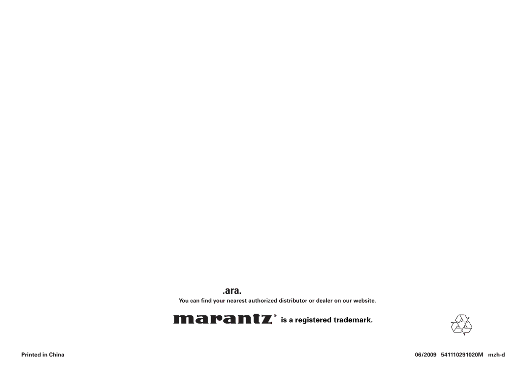 Marantz NR1501 manual Is a registered trademark 