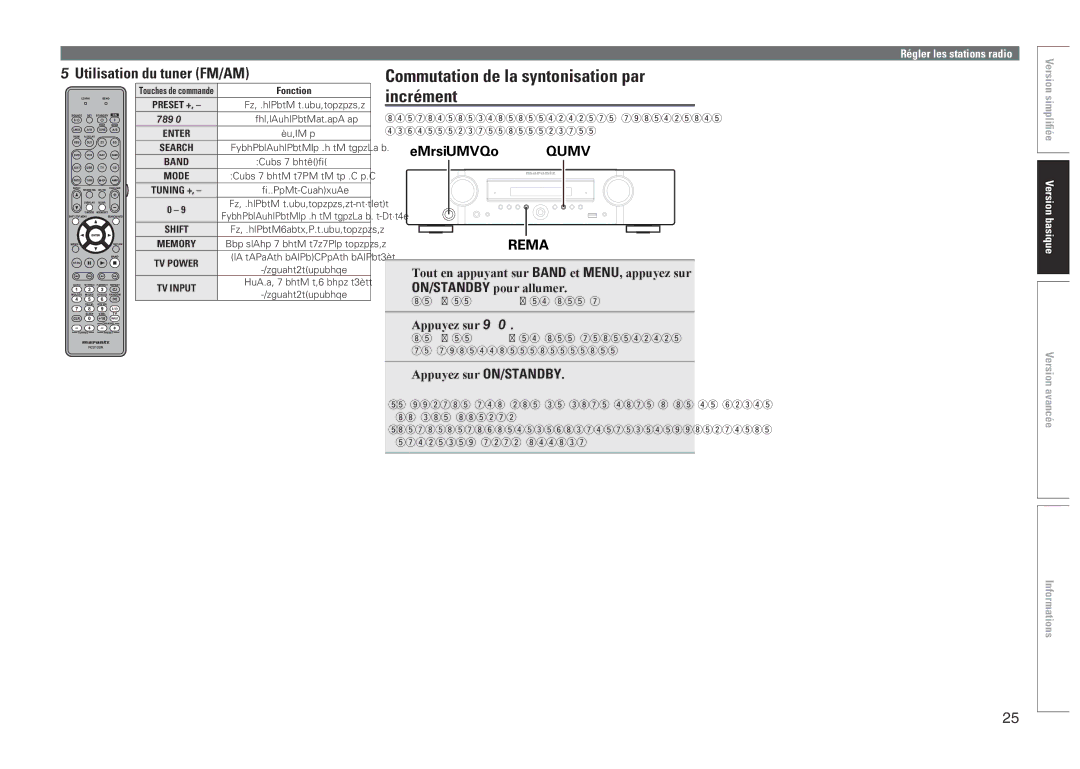 Marantz 541110480028M, NR1601 Commutation de la syntonisation par incrément, NnUtilisation du tuner FM/AM, Appuyez sur o p 