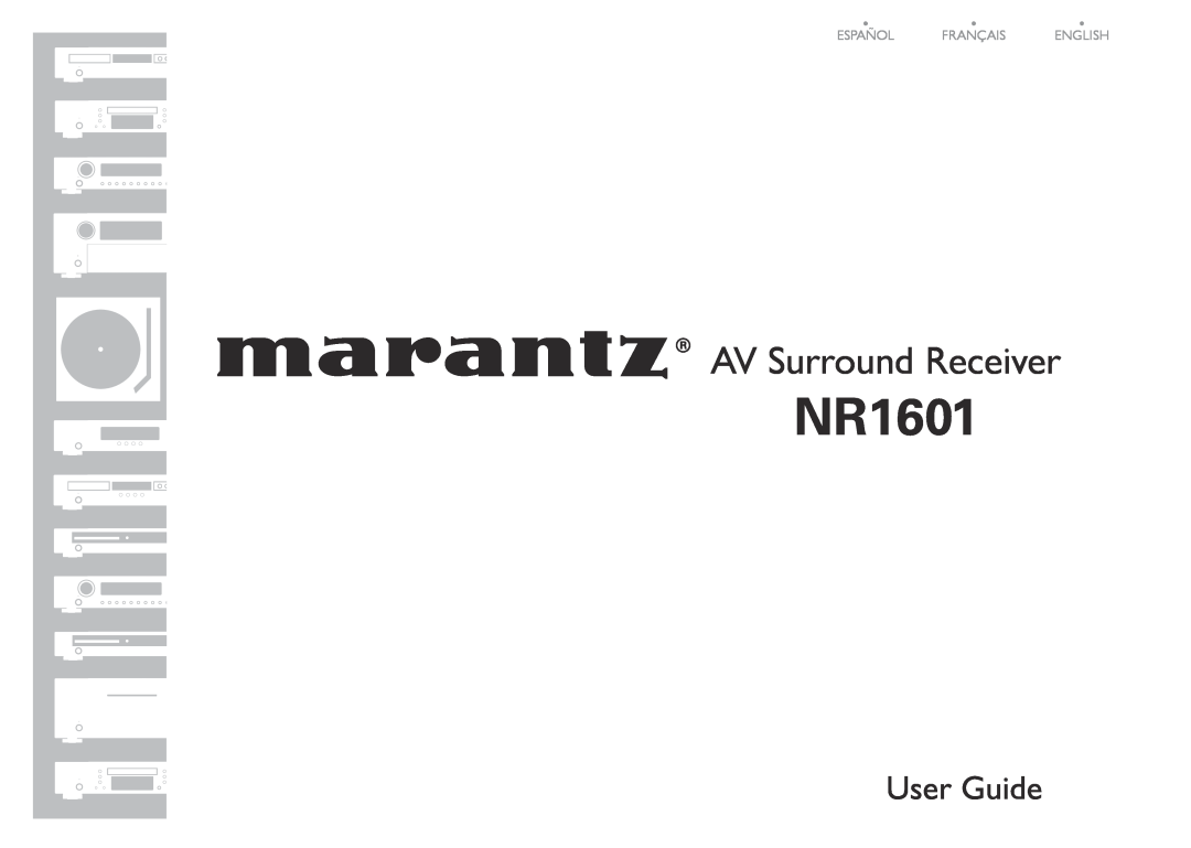 Marantz NR1601 manual AV Surround Receiver, Español Français English 