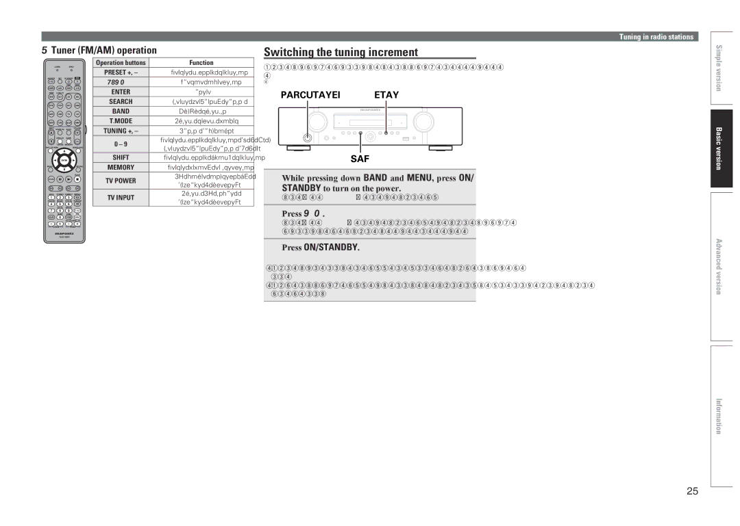 Marantz NR1601 manual Switching the tuning increment, NnTuner FM/AM operation, Press o p 