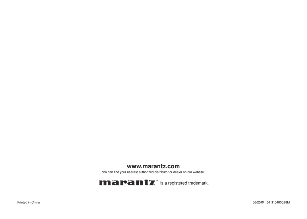 Marantz NR1601 manual 06/2010 541110480028M 