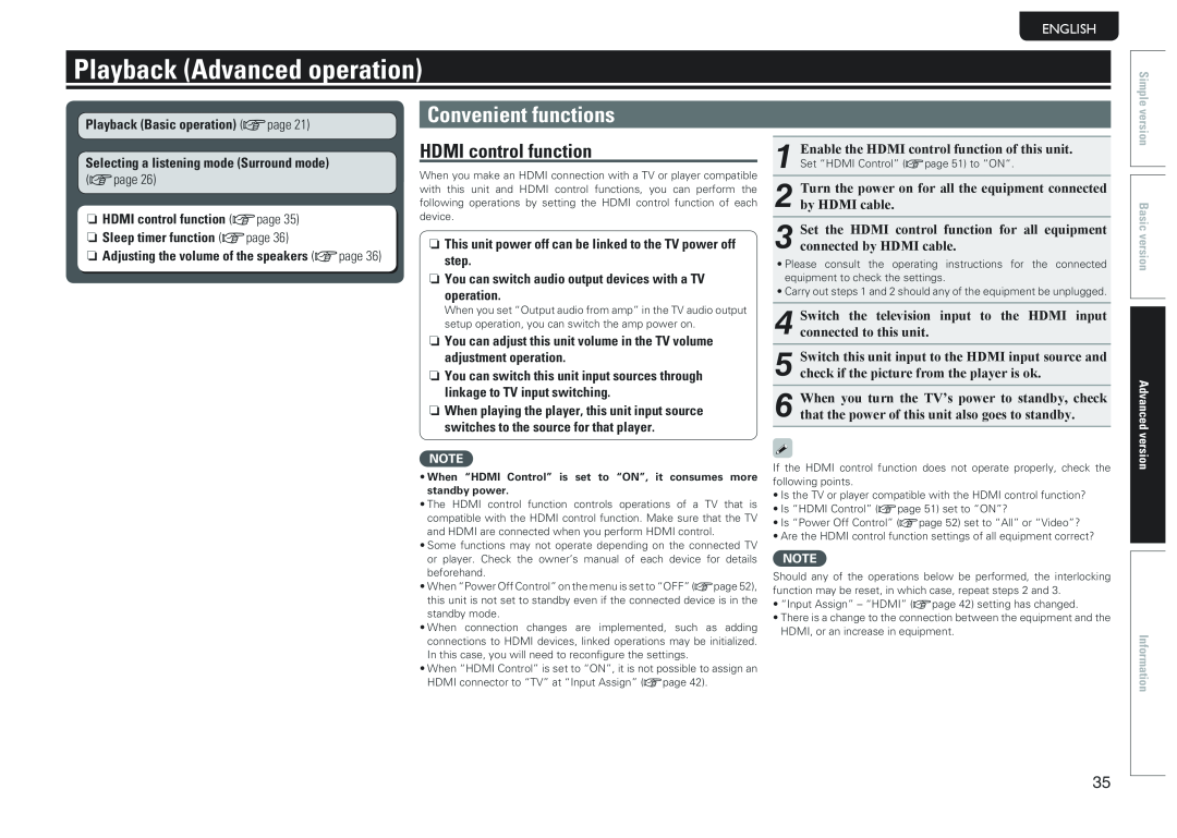 Marantz NR1601 manual Playback Advanced operation, Convenient functions, Svenska, Nederlands, Español, Italiano, Français 