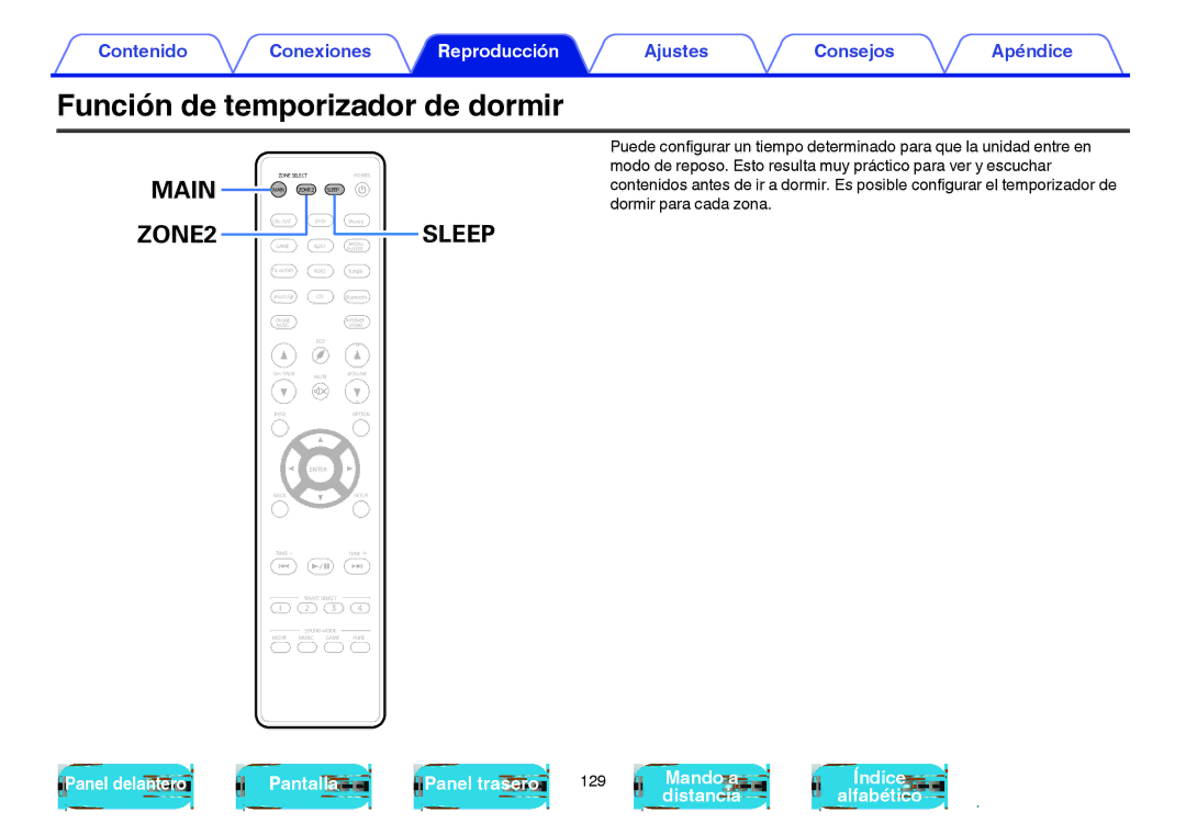 Marantz NR1605 manual Función de temporizador de dormir, ZONE2 