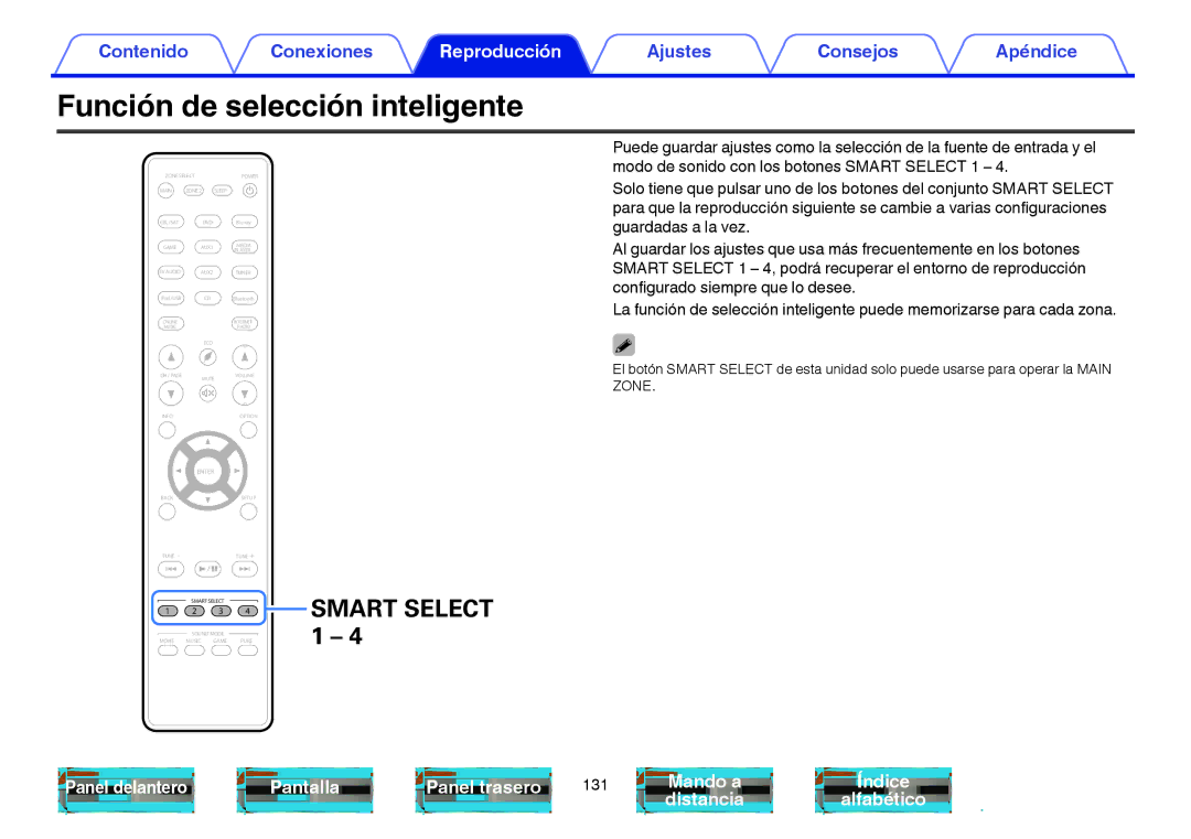 Marantz NR1605 manual Función de selección inteligente, Smart Select 