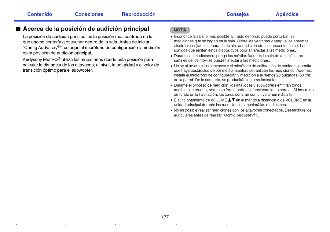 Marantz NR1605 manual Acerca de la posición de audición principal 