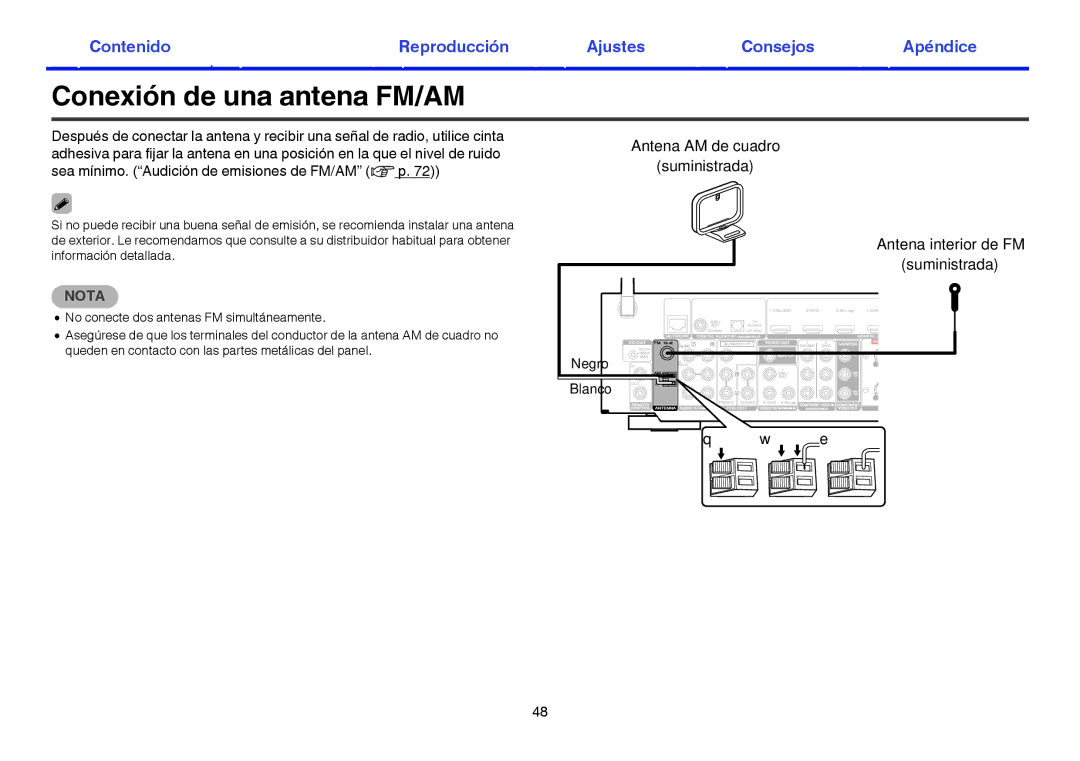 Marantz NR1605 manual Conexión de una antena FM/AM, Suministrada 