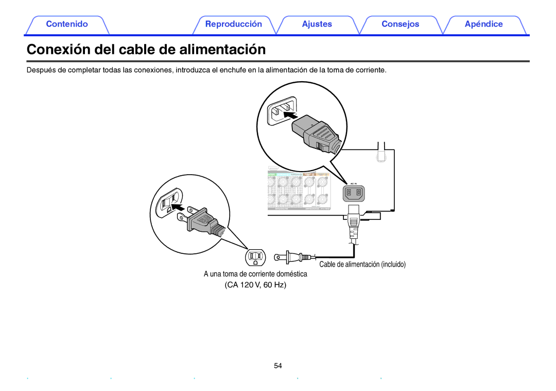 Marantz NR1605 manual Conexión del cable de alimentación 