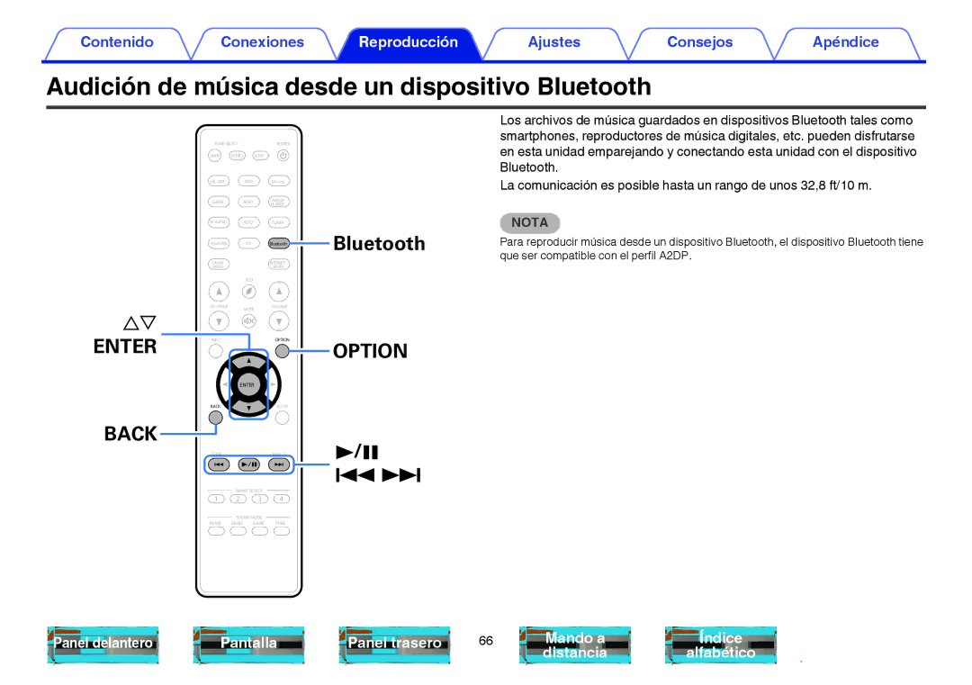 Marantz NR1605 manual Audición de música desde un dispositivo Bluetooth, Enter Back 