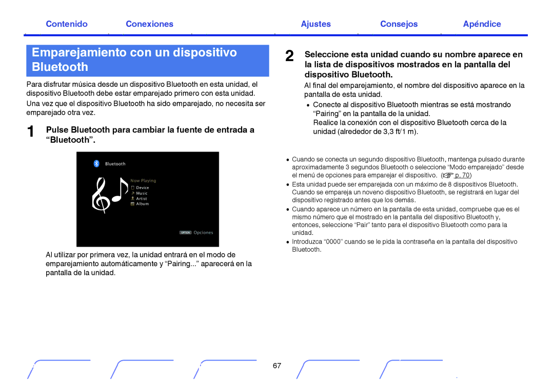 Marantz NR1605 manual Emparejamiento con un dispositivo Bluetooth 