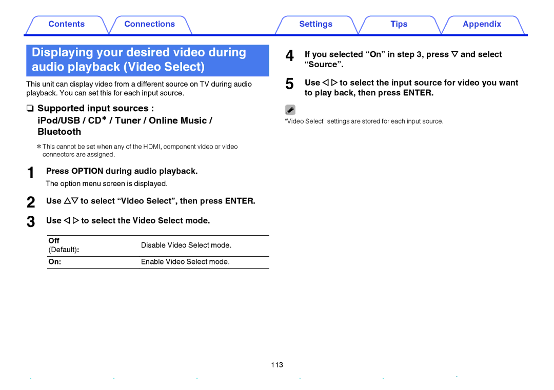 Marantz NR1605 owner manual Press Option during audio playback 