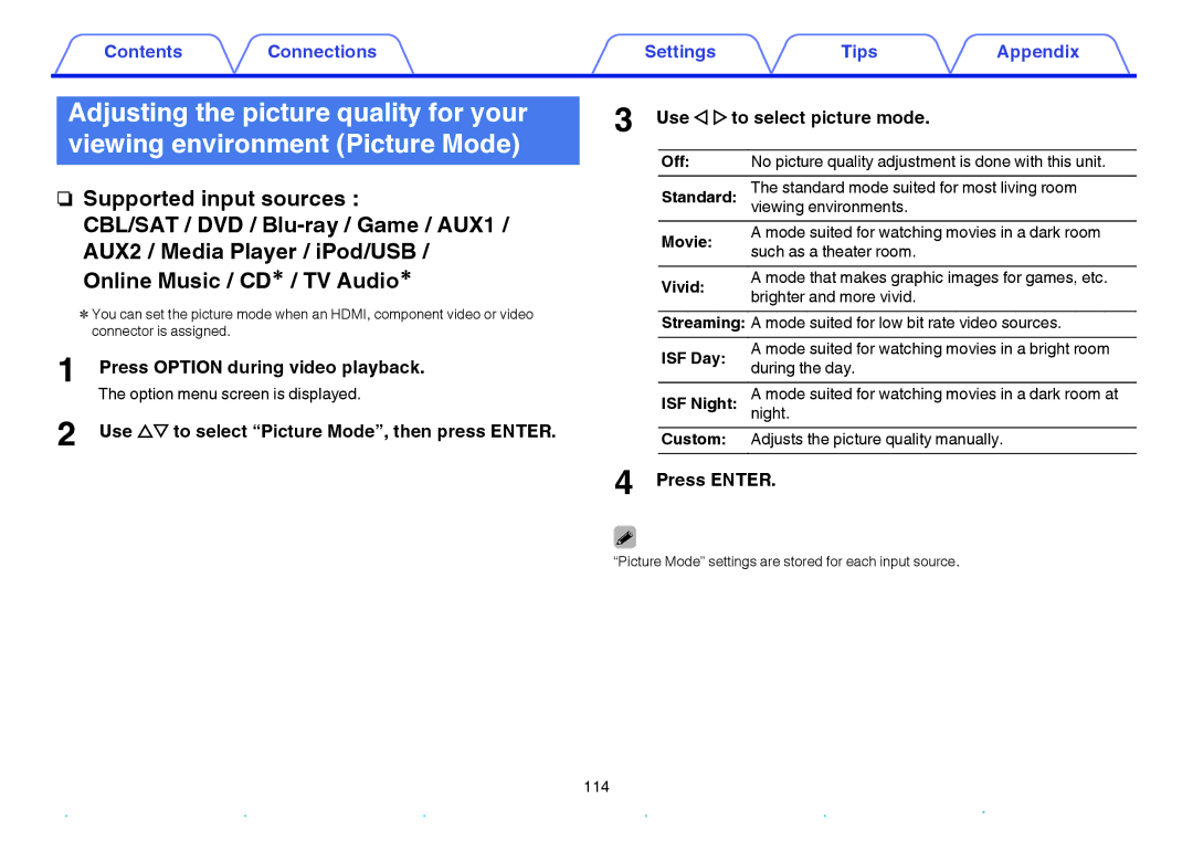 Marantz NR1605 owner manual Press Option during video playback, Movie, Vivid, ISF Day 