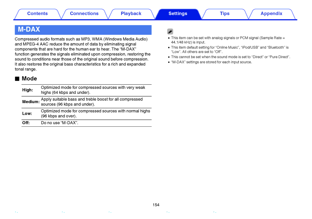 Marantz NR1605 owner manual Mode, Low 