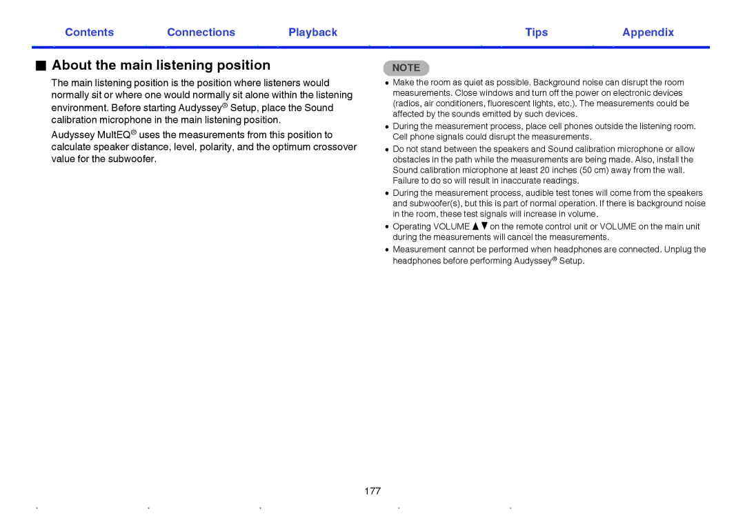 Marantz NR1605 owner manual About the main listening position 