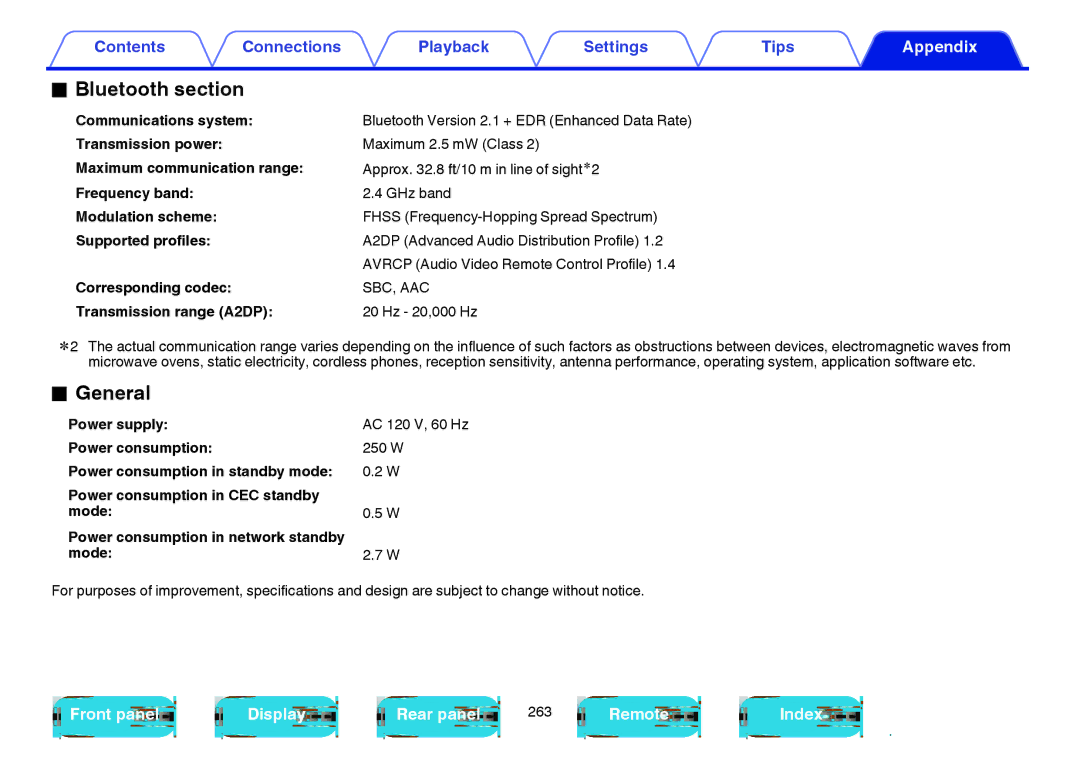 Marantz NR1605 owner manual Bluetooth section, General 