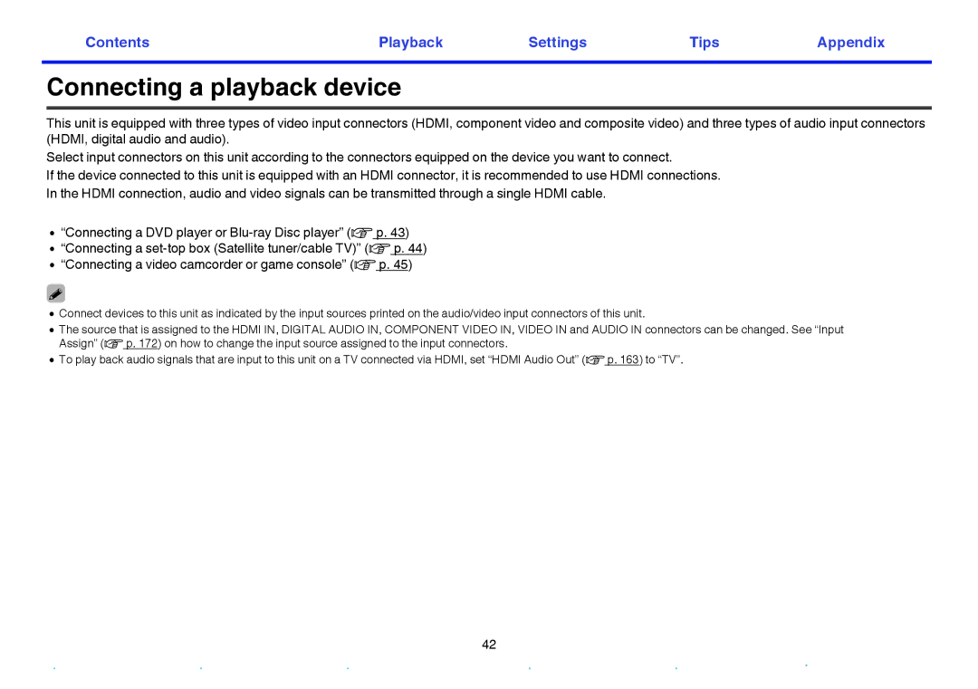 Marantz NR1605 owner manual Connecting a playback device 