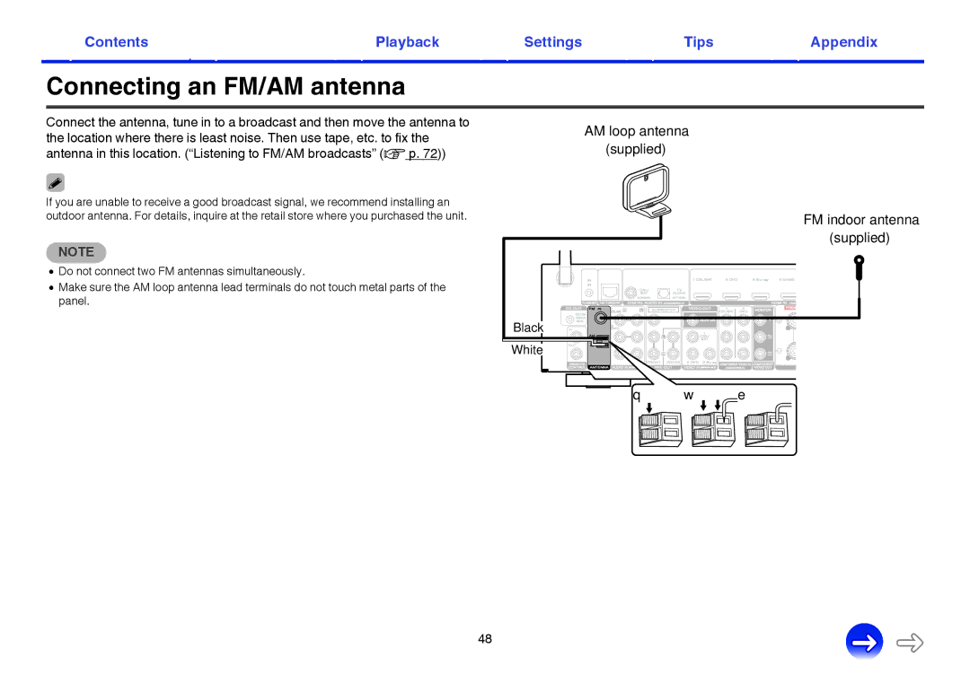 Marantz NR1605 owner manual Connecting an FM/AM antenna, FM indoor antenna 