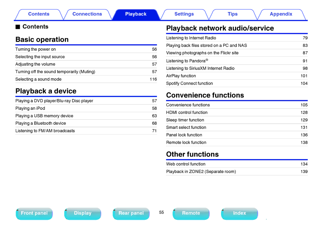 Marantz NR1605 owner manual Playback a device, Contents Basic operation 