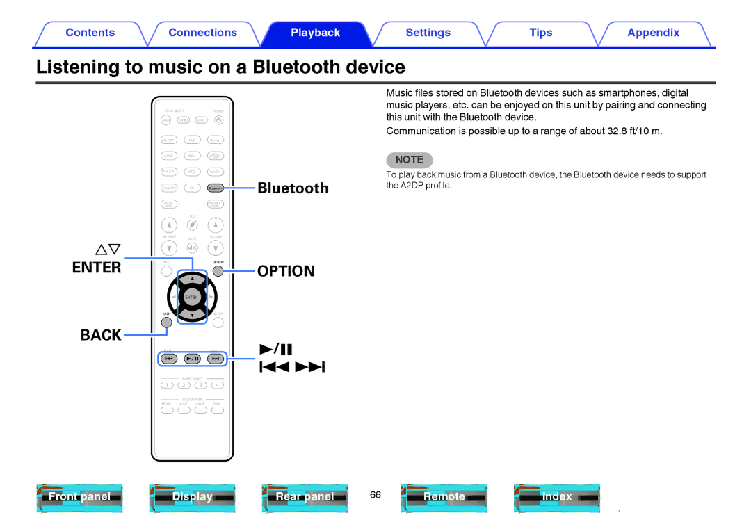 Marantz NR1605 owner manual Listening to music on a Bluetooth device, Enter 