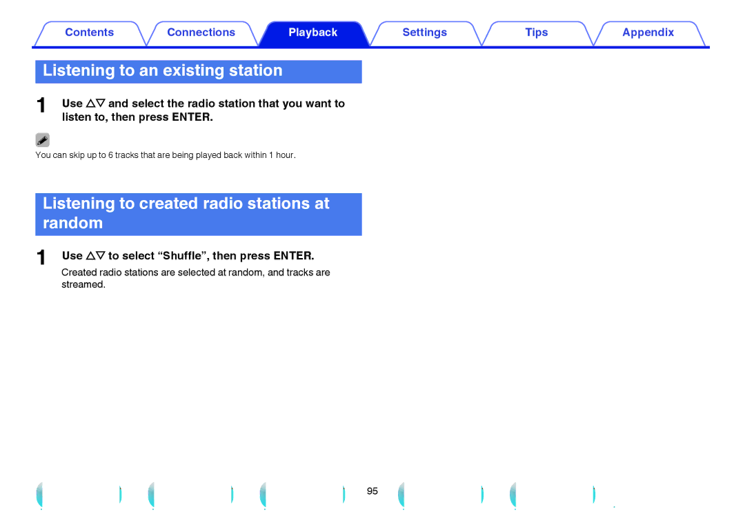 Marantz NR1605 owner manual Listening to an existing station, Listening to created radio stations at random 