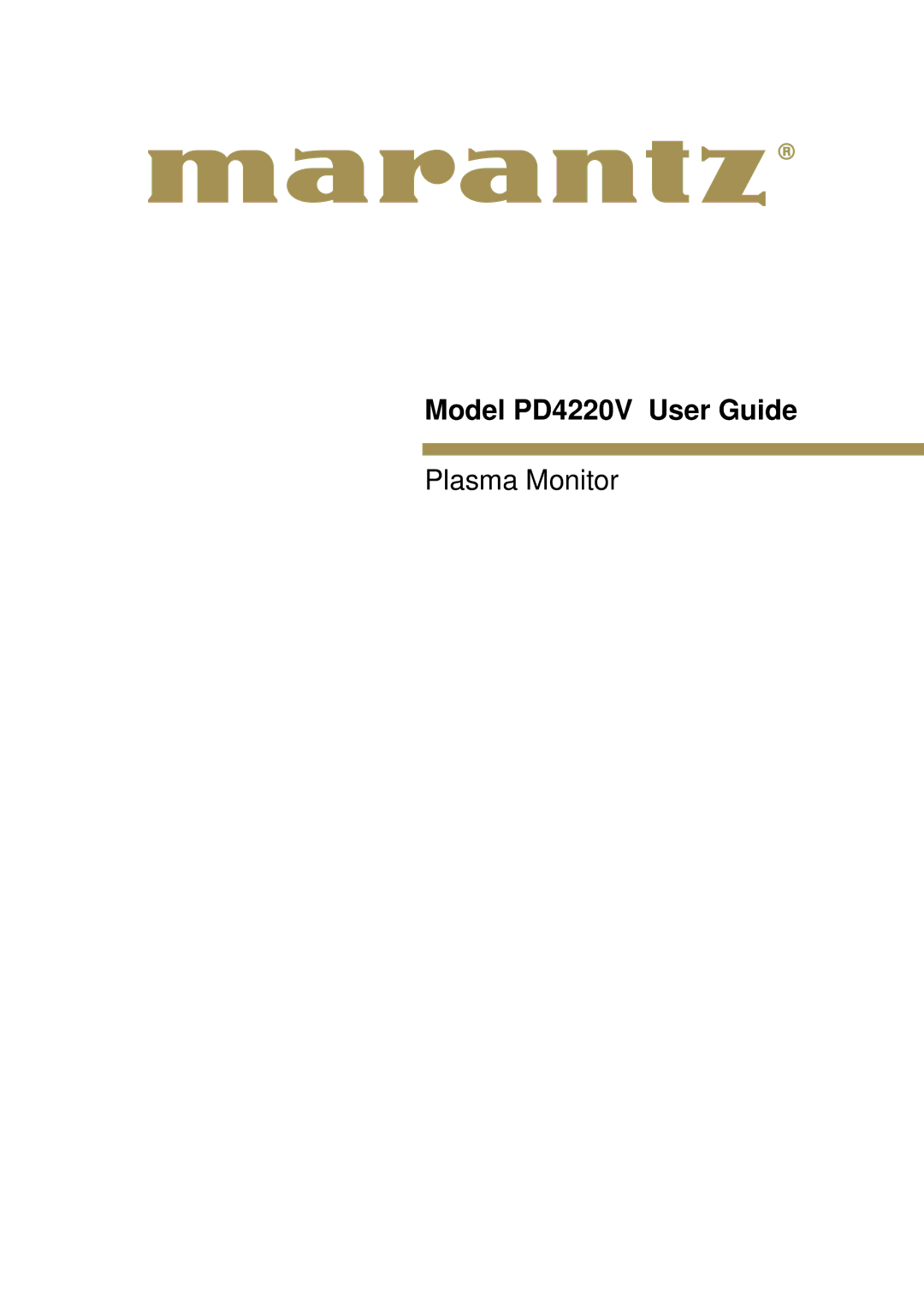 Marantz manual Model PD4220V User Guide 